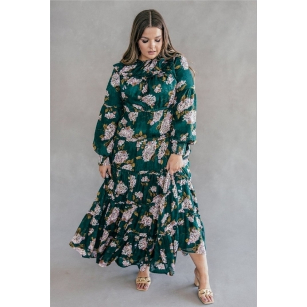 NWT JessaKae Desert Wander Green Floral Maxi Dress Size Medium